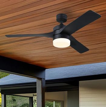 Alta Vista 52-Inch Indoor/Outdoor Ceiling Fan, Dimmable LED Light Fixture with Color Temperature Selection, Matte Black