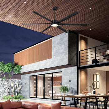Hudson Yards 80-Inch Indoor/Outdoor Ceiling Fan with Dimmable LED, Matte Black
