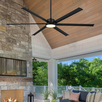 Hudson Yards 80-Inch Indoor/Outdoor Ceiling Fan with Dimmable LED, Matte Black