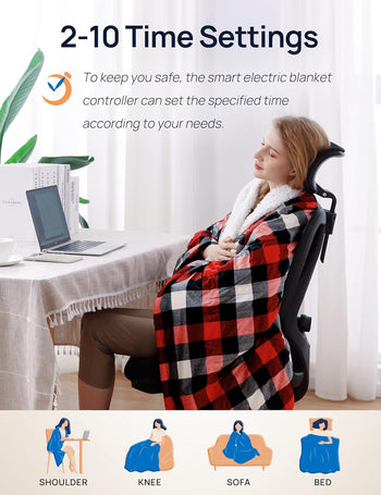 Electric Heated Sherpa Plaid Blanket 50