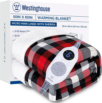 Electric Heated Sherpa Plaid Blanket 50