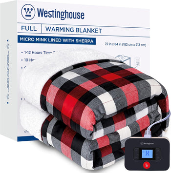 Electric Heated Sherpa Plaid Blanket 72