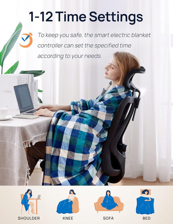 Electric Heated Sherpa Plaid Blanket 62