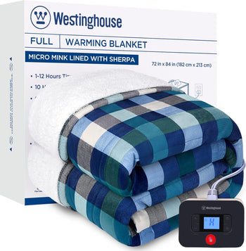 Electric Heated Sherpa Plaid Blanket 72