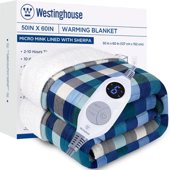 Electric Heated Sherpa Plaid Blanket 50