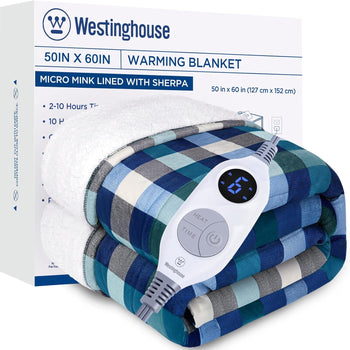 Electric Heated Sherpa Plaid Blanket 50