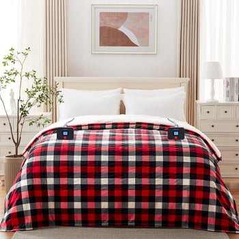 Electric Heated Sherpa Plaid Blanket 100