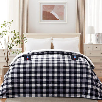 Electric Heated Sherpa Plaid Blanket 84