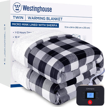 Electric Heated Sherpa Plaid Blanket 62