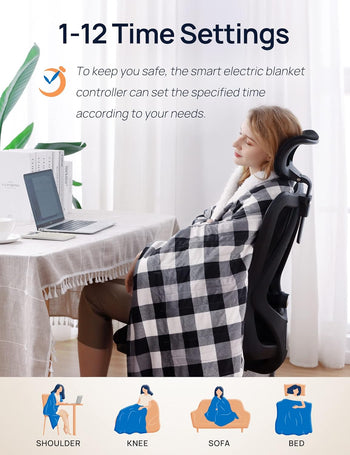 Electric Heated Sherpa Plaid Blanket 80