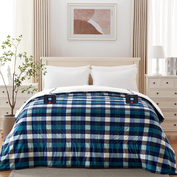 Electric Heated Sherpa Plaid Blanket 84