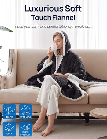 Wearable Heated Hoodie Blanket 60