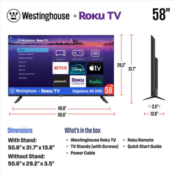 58″ Edgeless 4K UHD Roku TV