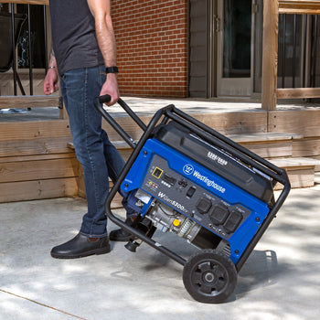 Westinghouse | WGen5300cv shown being wheeled to a backyard