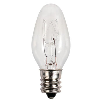 10 Watt C7 Incandescent Clear E12 (Candelabra) Base, 120 Volt, Card (2-Pack)