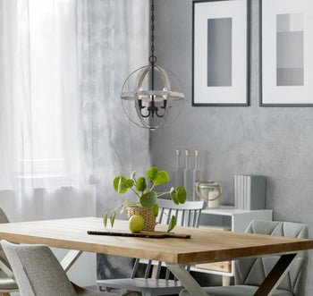 Stella Mira Three-Light Indoor Chandelier, Antique Ash Finish with Matte Black Accents