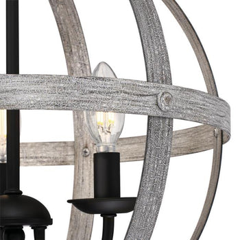 Stella Mira Three-Light Indoor Chandelier, Antique Ash Finish with Matte Black Accents