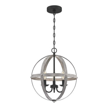 Stella Mira Three-Light Indoor Chandelier, Antique Ash Finish with Matte Black Accents