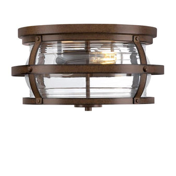 Weatherby 14-Inch Two-Light Outdoor Flush Mount Ceiling Fixture, Barnwood Finish