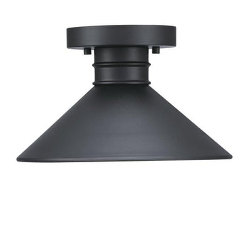 Watts Creek 11-Inch One-Light Outdoor Semi-Flush Mount Ceiling Fixture, Textured Black Finish, Dark Sky Friendly