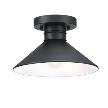 Watts Creek 11-Inch One-Light Outdoor Semi-Flush Mount Ceiling Fixture, Textured Black Finish, Dark Sky Friendly
