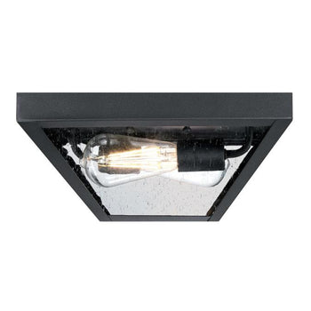 Wyndham 12-Inch Two-Light Outdoor Flush Mount Ceiling Fixture, Textured Black Finish