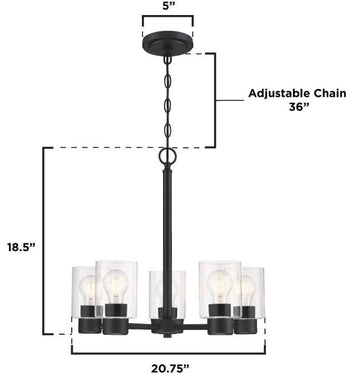 Sylvestre Five-Light Indoor Chandelier, Matte Black Finish