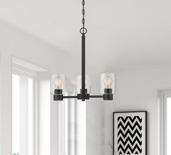 Sylvestre Three-Light Indoor Chandelier, Matte Black Finish