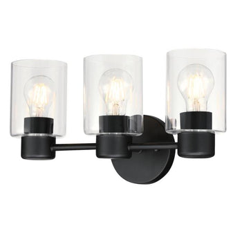 Sylvestre Three-Light Indoor Wall Fixture, Matte Black Finish