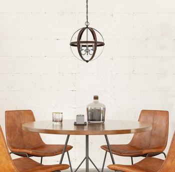 Stella Mira Three-Light Indoor Chandelier, Walnut Finish with Brushed Nickel Accents