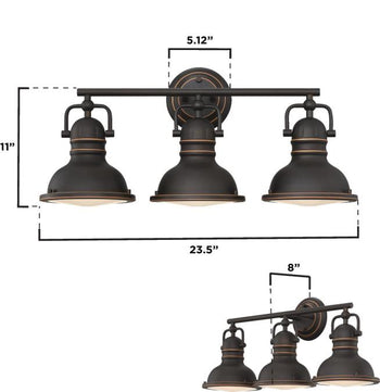 Boswell Three-Light Indoor Wall Fixture, Oil-Rubbed Bronze Finish with Highlights