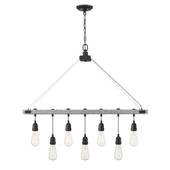 Elway Seven-Light Indoor Chandelier, Antique Ash Finish with Matte Brushed Gun Metal Accents