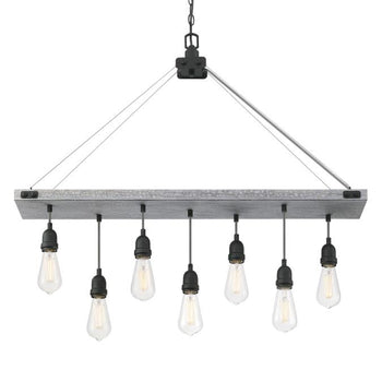 Elway Seven-Light Indoor Chandelier, Antique Ash Finish with Matte Brushed Gun Metal Accents