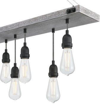 Elway Seven-Light Indoor Chandelier, Antique Ash Finish with Matte Brushed Gun Metal Accents