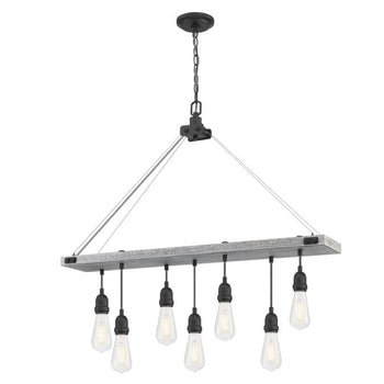 Elway Seven-Light Indoor Chandelier, Antique Ash Finish with Matte Brushed Gun Metal Accents