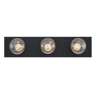 Three-Light Indoor Wall Fixture, Matte Black Finish