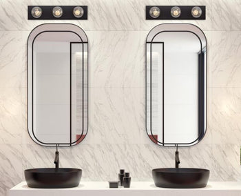 Three-Light Indoor Wall Fixture, Matte Black Finish