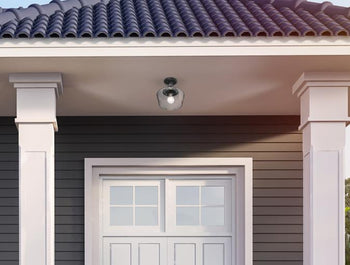 Scholar 9-Inch One-Light Outdoor Semi-Flush Mount Ceiling Fixture, Textured Black Finish