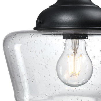 Scholar 9-Inch One-Light Outdoor Semi-Flush Mount Ceiling Fixture, Textured Black Finish