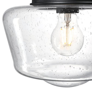 Scholar 9-Inch One-Light Outdoor Semi-Flush Mount Ceiling Fixture, Textured Black Finish