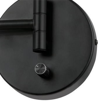 Trocadero One-Light Swing Arm Wall Fixture with On/Off Switch, Matte Black Finish
