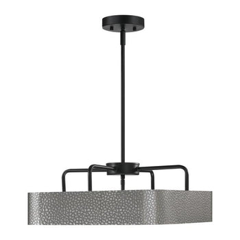 Bexar Three-Light Indoor Chandelier/Semi-Flush Mount Ceiling Fixture, Matte Black and Dark Pewter Finish