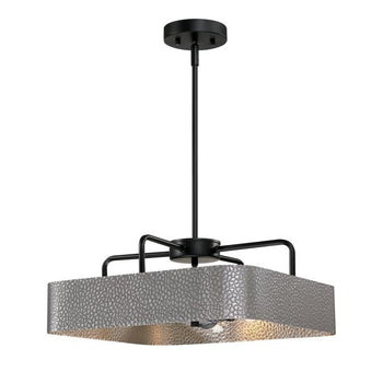 Bexar Three-Light Indoor Chandelier/Semi-Flush Mount Ceiling Fixture, Matte Black and Dark Pewter Finish