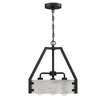 Callowhill Three-Light Indoor Chandelier, Matte Black and Antique Ash Finish