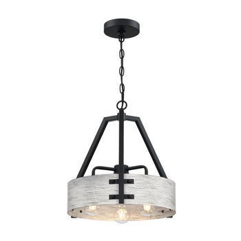Callowhill Three-Light Indoor Chandelier, Matte Black and Antique Ash Finish