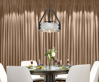 Callowhill Three-Light Indoor Chandelier, Matte Black and Antique Ash Finish