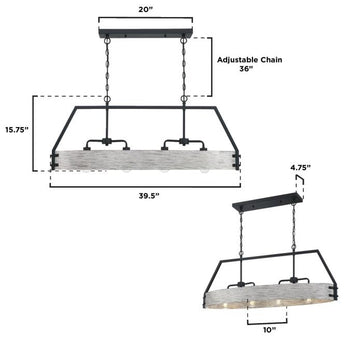 Callowhill Four-Light Indoor Chandelier, Matte Black and Antique Ash Finish