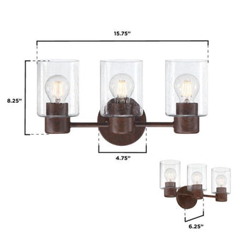 Sylvestre Three-Light Wall Fixture, Walnut Finish