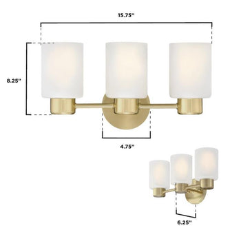 Sylvestre Three-Light Wall Fixture, Champagne Brass Finish