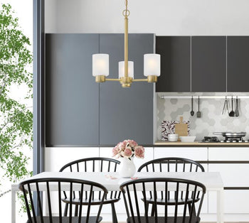 Sylvestre Three-Light Indoor Chandelier, Champagne Brass Finish